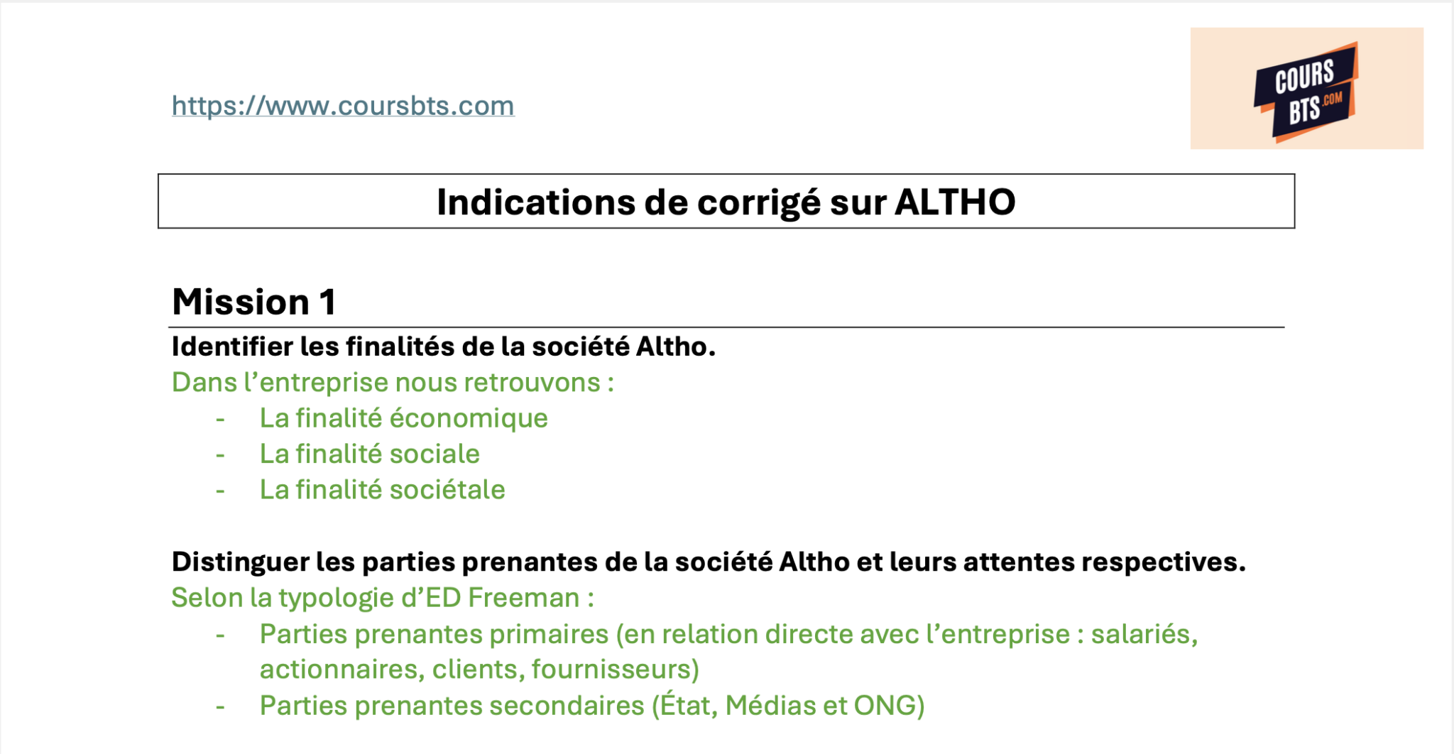Corrigé CEJM Altho