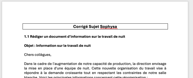 Corrigé GRH Sophysa