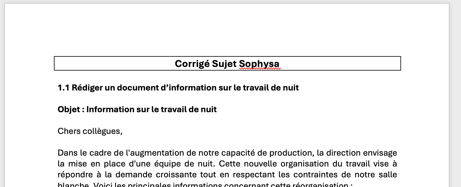 Corrigé GRH Sophysa